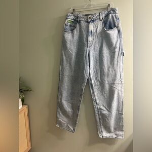 Empyre Tori Jeans Womens Carpenter Skate Baggy Straight Blue High Waist